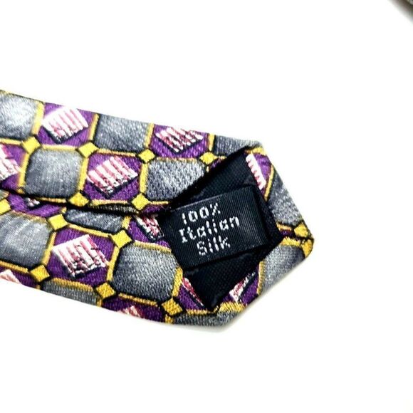 Henry Grethel Silk Tie Purple Wide Print‎ - Picture 4 of 6